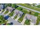 An aerial view displays a property with manicured lawns, mature trees, and a paved driveway in a suburban neighborhood at 785 Cottage Ln, Greenwood, IN 46143