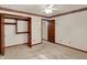 Bright bedroom features a spacious closet and a decorative accent wall at 785 Cottage Ln, Greenwood, IN 46143