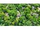 Stunning aerial view of a suburban home nestled amongst lush green trees at 9690 Irishmans Run Ln, Zionsville, IN 46077