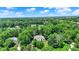 Expansive aerial view of a suburban community surrounded by lush greenery and blue skies at 9690 Irishmans Run Ln, Zionsville, IN 46077