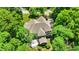 Unique roofline, deck and landscaping define this home from an aerial perspective at 9690 Irishmans Run Ln, Zionsville, IN 46077