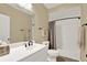 Bathroom features a modern vanity, and a shower/tub combo at 9690 Irishmans Run Ln, Zionsville, IN 46077