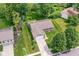 Aerial view of a well-maintained house with a long driveway and landscaped yard, surrounded by lush greenery at 12020 Colbarn Dr, Fishers, IN 46038