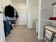 Walk-in closet featuring carpet flooring and shelving for optimal storage solutions at 1256 Little Rodeo Pl, Greenwood, IN 46143