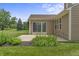 Backyard view shows the patio, siding, roof and some grass; great area for outdoor relaxation at 13172 Duval Dr, Fishers, IN 46037