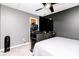 Bedroom features a TV, carpet floors, ceiling fan, closet access, and neutral walls at 2550 Cedarmill Dr, Franklin, IN 46131