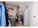 Modern laundry room featuring a gray washer and dryer, mechanicals, and ample space at 2550 Cedarmill Dr, Franklin, IN 46131