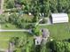 Drone's-eye view showcasing the house, multiple RVs, detached garage, pool, and barn on large lot at 3942 Senour Rd, Indianapolis, IN 46239