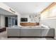 Basement living area featuring a large sectional sofa, built-in cabinets, and recessed lighting at 4415 Summer Dr, Zionsville, IN 46077
