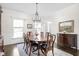 Well-lit dining room features a round table with six chairs and a decorative chandelier at 4415 Summer Dr, Zionsville, IN 46077