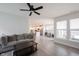 View from living room, showing open concept dining and kitchen areas at 485 Washington St, Fortville, IN 46040