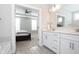 Bathroom view from the doorway into bedroom at 5351 Rose Dr, Zionsville, IN 46077