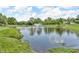 Scenic view of the pond with fountain feature, enhancing the community's appeal at 6045 Copeland Mills Ct, Indianapolis, IN 46221