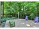 Exterior deck with outdoor seating, lush greenery, and tranquil outdoor space at 944 Briar Patch Ln, Greenwood, IN 46142