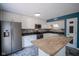 Modern kitchen with stainless steel appliances, white cabinets, and center island for meal prep at 10751 Sheffield Ct, Fishers, IN 46038