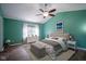 Spacious main bedroom featuring a beach theme, vaulted ceiling, and lots of natural light at 10751 Sheffield Ct, Fishers, IN 46038
