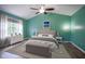 Bright bedroom featuring a neutral color palette, vaulted ceiling, and lots of natural light at 10751 Sheffield Ct, Fishers, IN 46038
