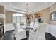 Dining room with a glass table, white chairs, and a chandelier at 14027 Waterway Blvd, Fishers, IN 46040