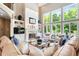 Living room with a fireplace, large windows, and comfortable seating at 14027 Waterway Blvd, Fishers, IN 46040