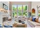 Bright living room with a fireplace, large windows, and comfortable seating at 14027 Waterway Blvd, Fishers, IN 46040