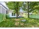 Lush backyard with mature trees and fire pit provides a secluded oasis for relaxation at 2136 Ringgold Ave, Indianapolis, IN 46203