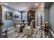 Cozy dining area with charming decor, decorative string lights, and unique furniture accents on blue walls at 350 N Meridian St # 606/607, Indianapolis, IN 46204