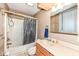 A full bathroom with a shower and tub combination and a vanity with storage at 3515 Lindenwald Dr, Indianapolis, IN 46217