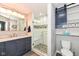 Beautiful bathroom with a glass-enclosed shower, modern vanity, and updated fixtures at 3515 Lindenwald Dr, Indianapolis, IN 46217
