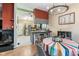 Open concept dining area with hardwood floors, stylish furnishings, and seamless connection to the kitchen at 5530 Pilgrim Dr, Indianapolis, IN 46254