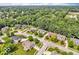 Aerial view of a suburban neighborhood with well-maintained homes, tree-lined streets, and green lawns at 5865 Osage Dr, Carmel, IN 46033
