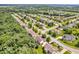 Aerial view showcasing a residential neighborhood with tree-lined streets and well-maintained homes at 5865 Osage Dr, Carmel, IN 46033