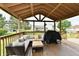 Covered patio with stylish outdoor furniture, perfect for relaxation and entertaining at 6126 Navy Cir, Indianapolis, IN 46221