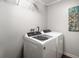 Laundry room features a modern white washing machine and dryer at 6208 S 200 W, Trafalgar, IN 46181