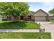 Charming single-Gathering home with brick facade, lush green lawn, mature tree, and attached garage at 767 Harvest Ridge Dr, Avon, IN 46123