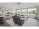 Bright living room featuring comfortable seating and large windows overlooking the lush green outdoors, adjacent to kitchen at 7702 N County Road 300 W, Lizton, IN 46149