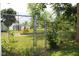 Fenced backyard with pool and outbuilding in need of repair at 220 S 2Nd St, Summitville, IN 46070