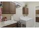 Functional laundry room with ample storage, a sink, and modern appliances, simplifying household tasks at 2246 Heather Glen Way, Franklin, IN 46131