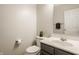 Neutral powder room featuring modern vanity, toilet and decor for a clean and functional space at 2347 N Pennsylvania St, Indianapolis, IN 46205