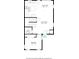 Detailed floor plan of the main level showcasing the layout of the kitchen, living room, bathroom, and bedroom at 2347 N Pennsylvania St, Indianapolis, IN 46205