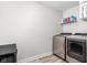 Well-equipped laundry room features a modern washer and dryer and ample storage on the shelf at 3969 Canning St, Danville, IN 46122