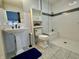 Bright bathroom with modern fixtures and walk-in shower with stylish white subway tiles at 4049 Zinfandel Way, Indianapolis, IN 46254
