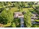 Aerial view of a home nestled among mature trees, offering privacy and a picturesque setting at 450 W 250 N, Lebanon, IN 46052