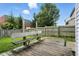 This shows the backyard with a wooden deck and wooden fence at 6495 Titania Dr, Indianapolis, IN 46236