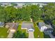 An aerial view of a neighborhood with mature trees and well-maintained lawns provides a serene and inviting atmosphere at 834 Delray Dr, Indianapolis, IN 46241