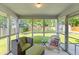 Inviting screened porch featuring comfortable seating and a serene view of the well-maintained backyard at 834 Delray Dr, Indianapolis, IN 46241