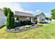 Charming backyard featuring a covered patio, lush lawn, and well-maintained landscaping for outdoor enjoyment at 9022 Hosta Way, Camby, IN 46113