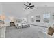 Spacious main bedroom featuring vaulted ceilings, large windows, and neutral tones at 9724 Brooks Dr, Fishers, IN 46055