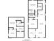 Floorplans of the first floor and basement featuring the layout of rooms and dimensions at 1122 W 35Th St, Indianapolis, IN 46208