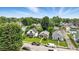 Scenic aerial view showcasing the home's location in a tree-lined neighborhood with city skyline in distance at 1550 Hoefgen St, Indianapolis, IN 46203