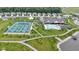 A beautiful aerial view showcases the community pool, tennis courts, clubhouse, and walking trails at 19959 Cowie Ln, Westfield, IN 46074